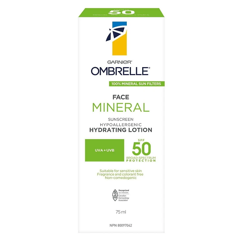 Garnier Ombrelle écran solaire Minérale hydratant pour le visage FPS 50, 75ml
