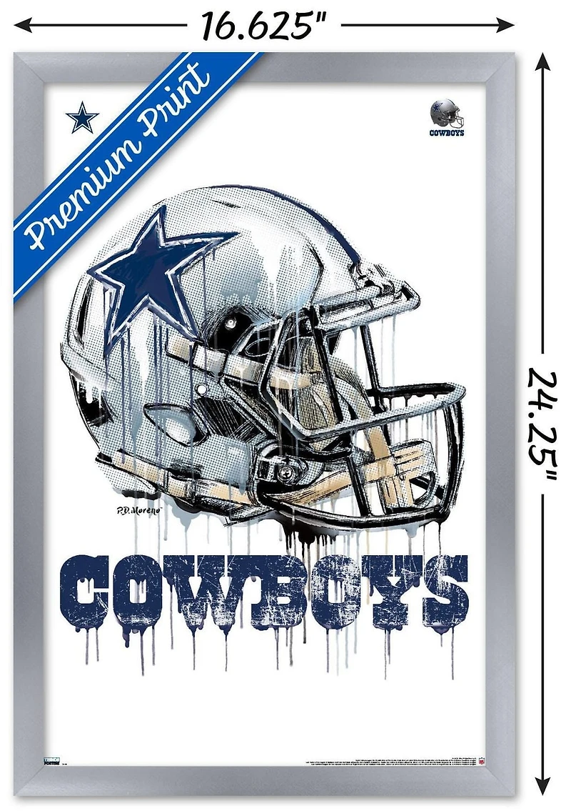 NFL Dallas Cowboys - Drip Helmet 20 Wall Poster, 22.375" x 34" Framed