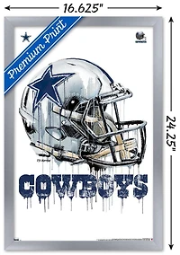 NFL Dallas Cowboys - Drip Helmet 20 Wall Poster, 22.375" x 34" Framed