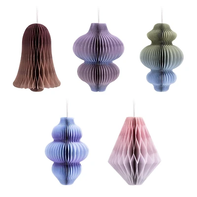 Décorations Hallmark de Noël (Décorations, structure en nid d'abeilles aux couleurs douces, en papier), ensemble de 5