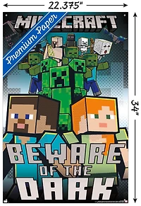 Minecraft - Beware Of The Dark Wall Poster with Magnetic Frame, 22.375" x 34"