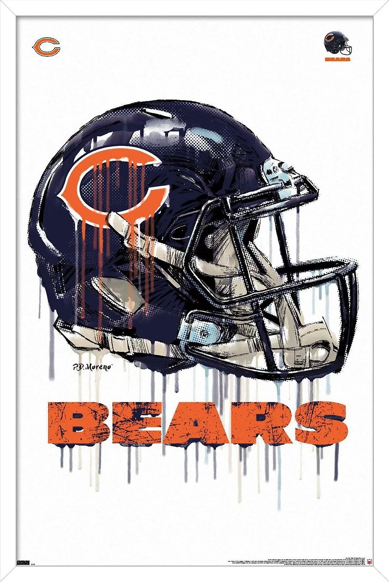 NFL Chicago Bears - Drip Helmet 20 Wall Poster, 22.375" x 34"