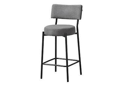 Monarch Specialties Barstool, Counter Height, Set Of 2, Kitchen, Black Leather Look, Black Metal, Contemporary, Modern
