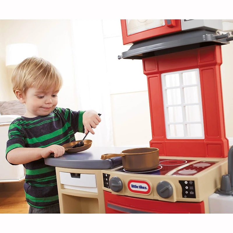 Little Tikes Cuisine 'n Magasin Faire Jouer Ensemble de Jouets de Cuisine pour les Enfants, Rouge