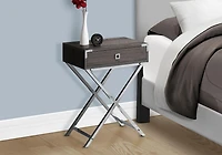Monarch Specialties Accent Table, Side, End, Nightstand, Lamp, Storage Drawer, Living Room, Bedroom, Brown Laminate, Chrome Metal, Contemporary, Modern