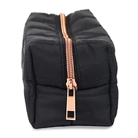 Pen + Gear Padded Squares Pencil Pouch in Smooth Black Polyester with Rose Gold Metallic Zip