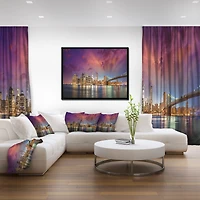 Design Art La Ligne D'Horizon De Manhattan Avec Des Nuages  Sur Toile Encadrée