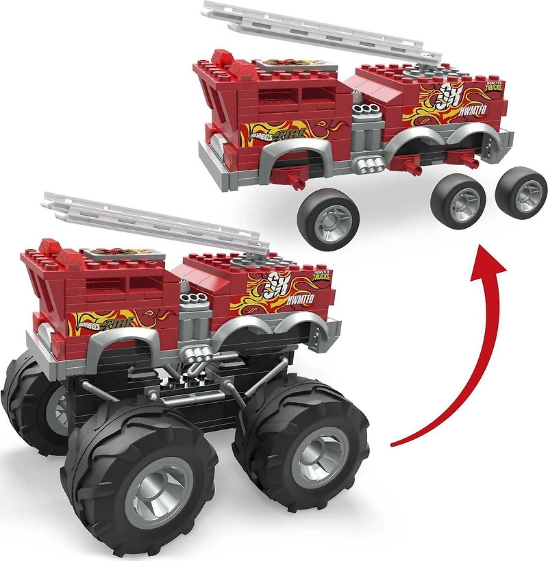 MEGA Hot Wheels 5-Alarm Fire Truck Monster Truck Building Set with 1 Figure (284 Pieces)