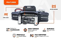 DK2 8,000 lb Premium Electric 4x4 Winch (Steel Cable Included)