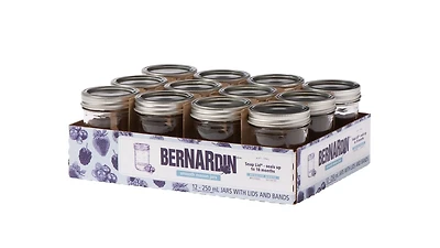 Bocaux lisses Bernardin à grande ouverture, 250 ml 12 unités