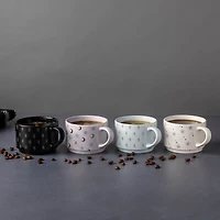 Thyme & Table Lot de 4 tasses empilables en grès céleste assorties de 325 ml avec support métallique