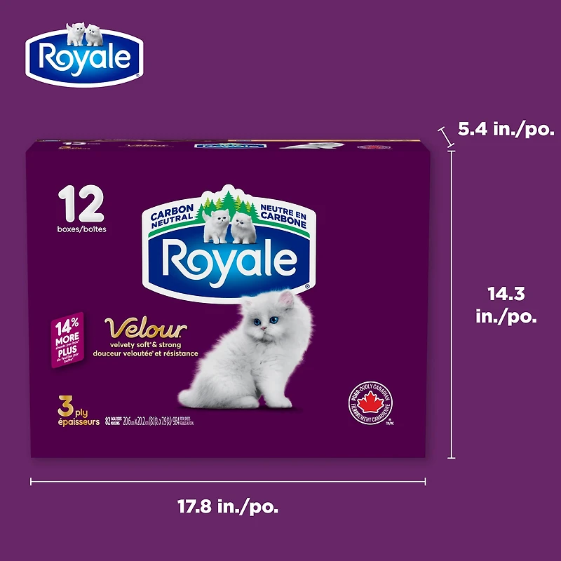 Mouchoirs Royale Velour, 12 boîtes, 82 mouchoirs par boîte