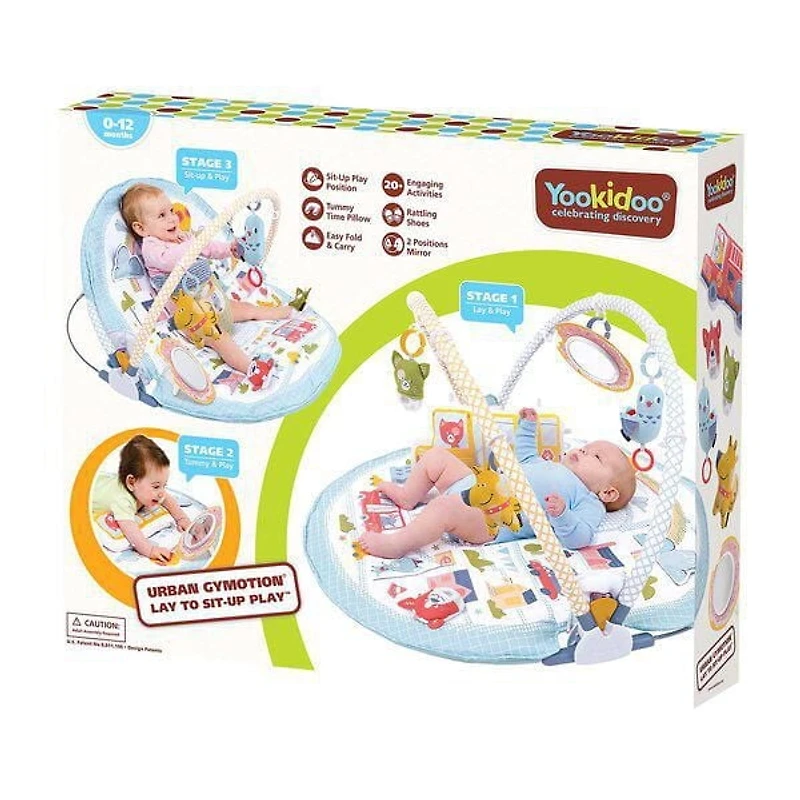Yookidoo Tapis d'éveil pour bébé. Centre d'activités 3-en-1 pour nouveau-nés avec jouets pour le ventre, oreiller et miroir pour bébé. 0-12 Mois