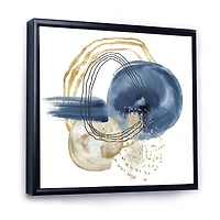 Designart Abstrait or bleu foncé et vie sous-marine noire ART MURAL À CADRE FLOTT