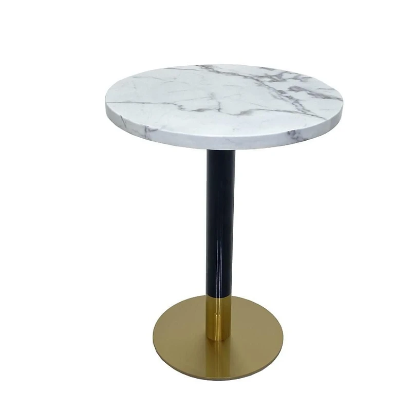 Round Dining Table combines timeless elegance with contemporary design.Luxurious faux marble top, brushed gold detailing, and a sturdy matte black base.