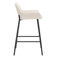 Modern Fabric and Metal  26" Counter Stool, Set of 2 - Beige and Black