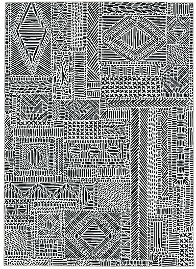 Tapis lavable Cayden 5 pi x 7 pi ivoire et noir