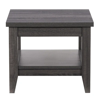 Table d'appoint carrée d'intérieur en imitation bois gris foncé Hollywood de CorLiving avec étagère