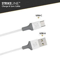 Scosche CA4WG-SP Strikeline USB-A to USB-C Charge & Sync Cable 4-ft. White/Gray, 4ft Cable for USB-C Devices