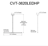 Corvette Horizontal Pendant - 20W - Matte Black - White Acrylic Diffusers