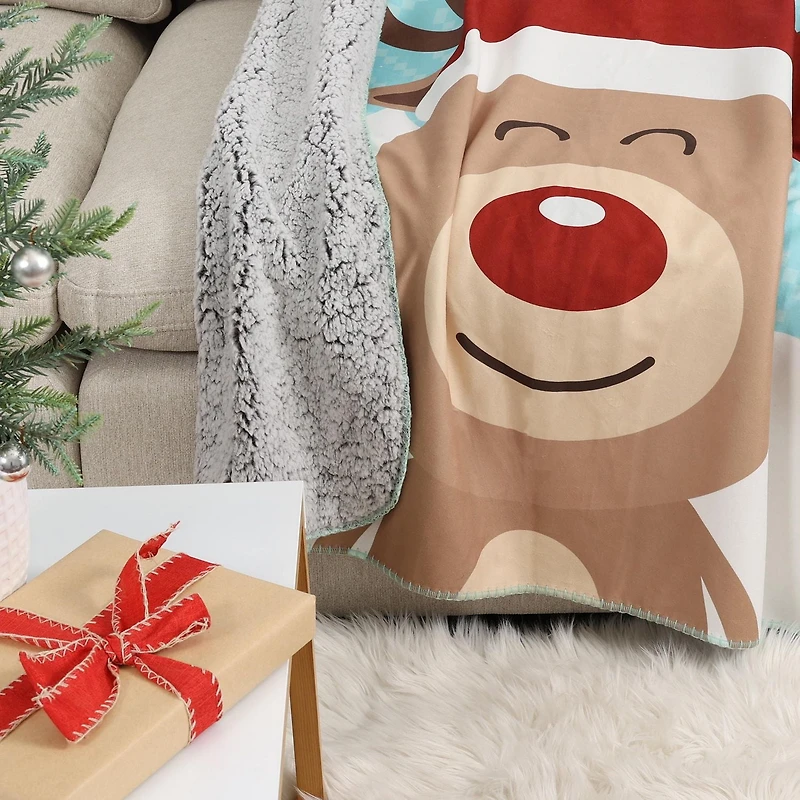 Couverture de noel, renne 50po x 60po