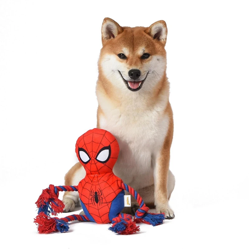 Jouet pour chien en corde en peluche avec couineur Spiderman