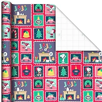 Papier d'emballage de Noël, avec lignes de découpage au verso, Peanuts, Hallmark (3 rouleaux : 60 pieds carrés)
