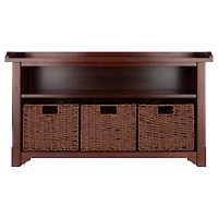 Milan 4pc Storage Bench with Basket in Walnut