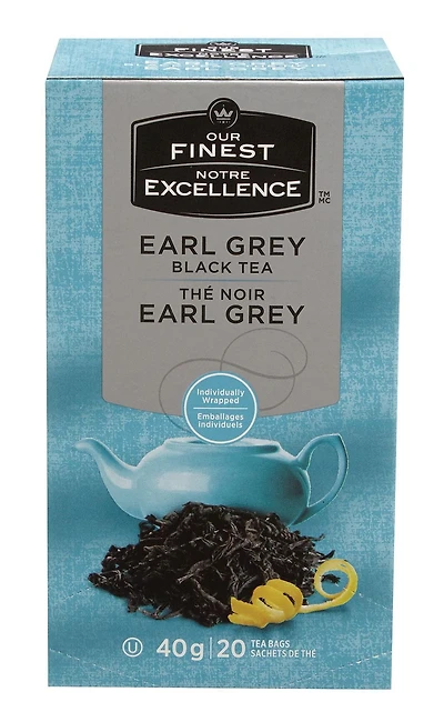 Thé noir Earl Grey Notre Excellence 40 g, 20 sachets de the