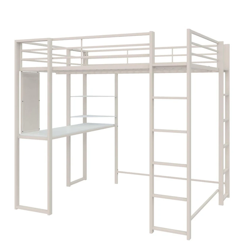 DHP Abode Full Size Metal Loft Bed, Off White
