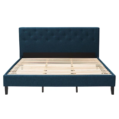 Cadre de lit plateforme rembourré CorLiving Nova Ridge pour adulte, king size, avec tête de lit capitonnée, sans sommier