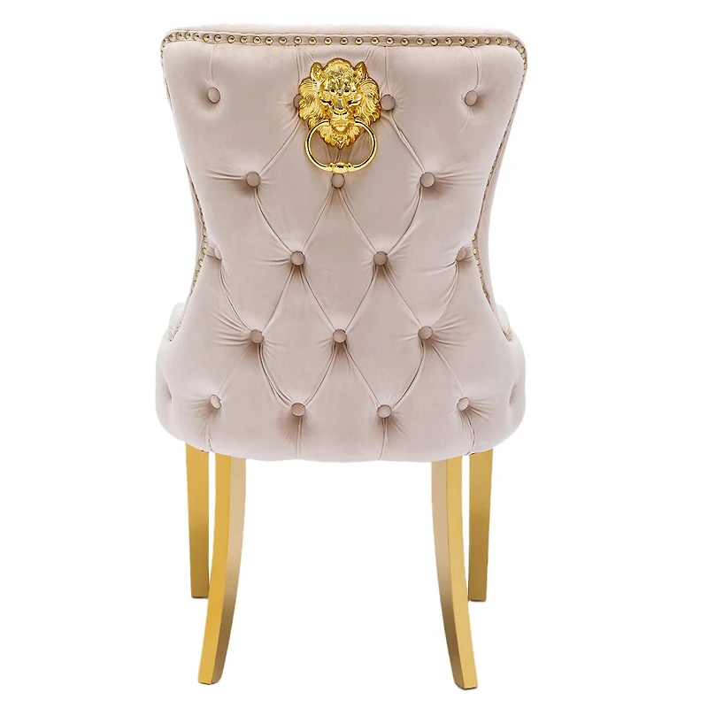 Chaise de salle à manger canadienne en velours beige Liza