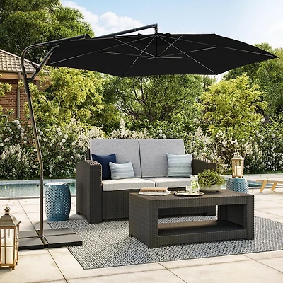 Parasol de terrasse inclinable en porte-à-faux CorLiving Solward de 3 m avec cadre en acier et 6 bras de support