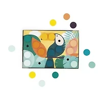 Janod - My First Wooden Mosaics - Early Learning Toy - 6 Perforated Cards and 38 Wooden Pawns - Learning of Colours and Motor Skills - Water Painting - from 2 Years