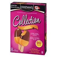 Chapman's Low Calorie Canadian Collection Tiger Paw Sorbet Bars in a Carton, 8 x 55mL