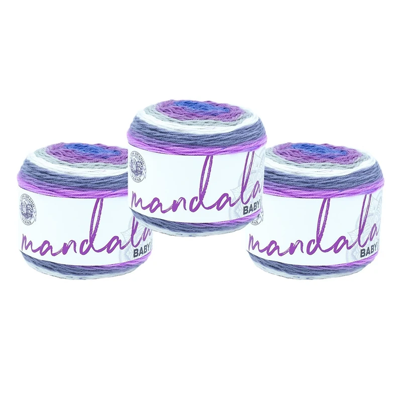 Lion Brand Mandala® Baby Yarn #3 Light/DK weight Acrylic yarn, 150g/ 540m, 3-CT