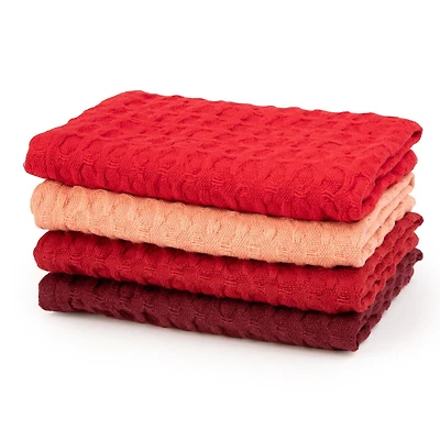 Mainstays 4 Pieces, Waffle Dishcloths, Red, 4 PACK WAFFLE DISH CLOTH