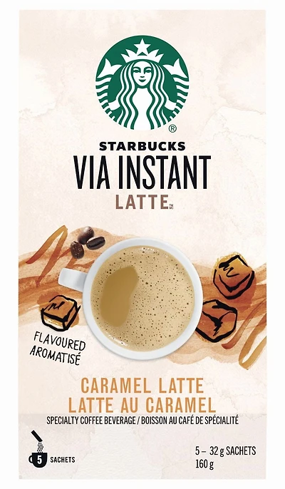Starbucks® VIA InstantMC Latte au caramel 5 unités