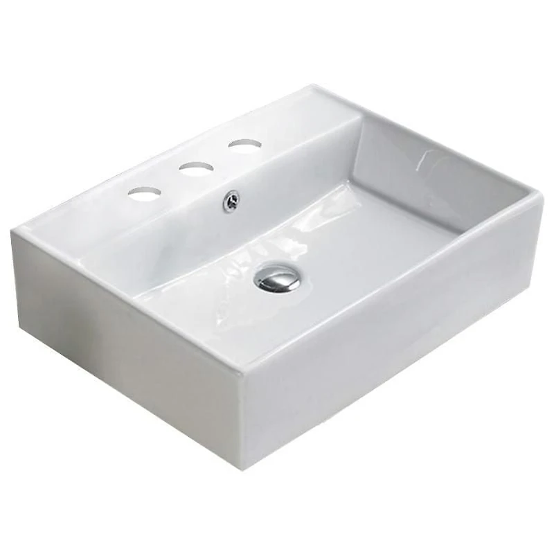 American Imaginations 23.23-in. W Above Counter White Bathroom Vessel Sink For 3H8-in. Center Drilling AI-28362