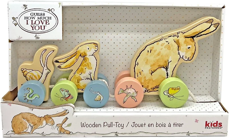 Kids Preferred Guess How Much I Love You Wooden Pull Toy Characters from The Book in 3 Segments 5 inches Tall Classic Toy for Toddlers and Kids