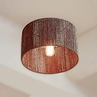 Lulu 1-Light Flush Mount Ceiling Light, Matte Brass, Paper Twine Shade