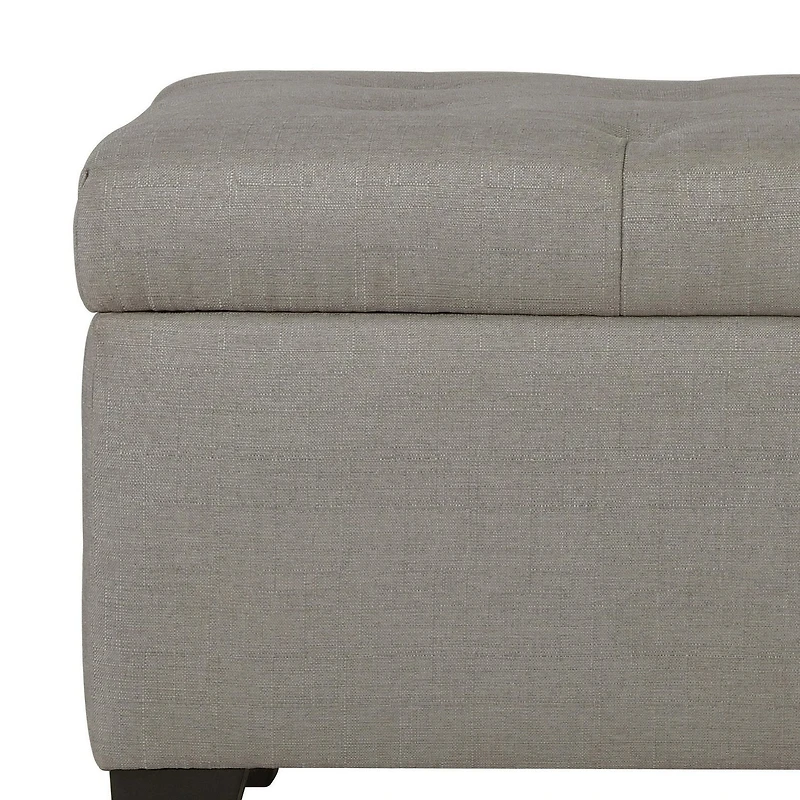 Ottomane de rangement moderne rectangulaire revêtue de tissu – gris pâle