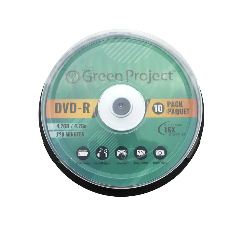 Green Project Enregistrable DVD-R 16X 10 paquet boîte de gâteau DVD-R 10 paquet