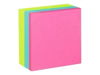 Cube de feuillets 2027-BRT Post-it®, couleurs vives, 76 mm x 76 mm (3 po x 3 po), 1 cube/paquet, 400 feuillets/cube