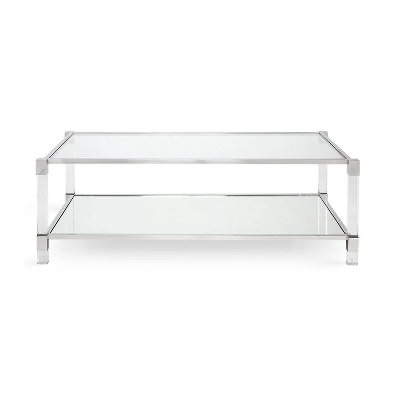 Home Gear Rectangular Silver Coffee Table with Acrylic Legs