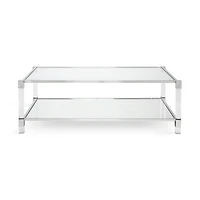 Home Gear Rectangular Silver Coffee Table with Acrylic Legs