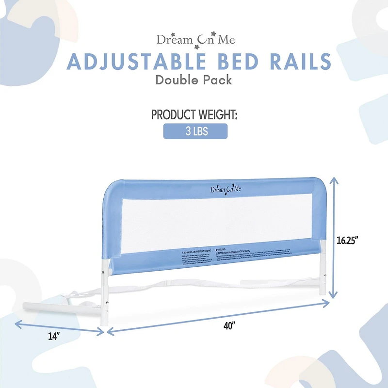 Dream On Me Adjustable Mesh Bedrail Double Pack, Model #443