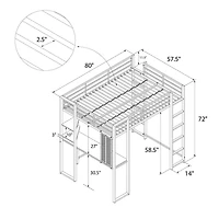 DHP Abode Full Size Metal Loft Bed, Off White