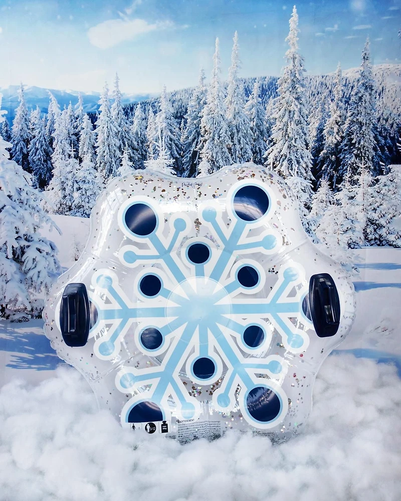 Packed Party 39” Inflatable Snowflake Holographic Confetti Snow Tube