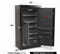 Preserve Series 59" Tall Gun Storage Safe With Electronic Lock & Triple Seal Protection (32 Gun Capacity), Lifetime Warranty Safe